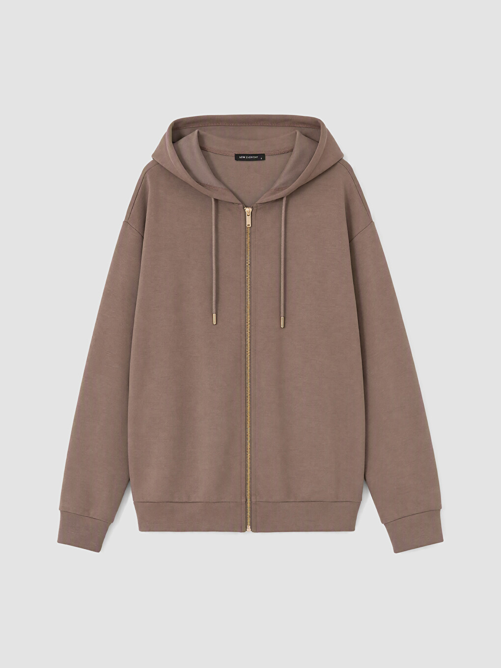 Kahverengi Soft Touch Oversize Kadın Fermuarlı Sweatshirt