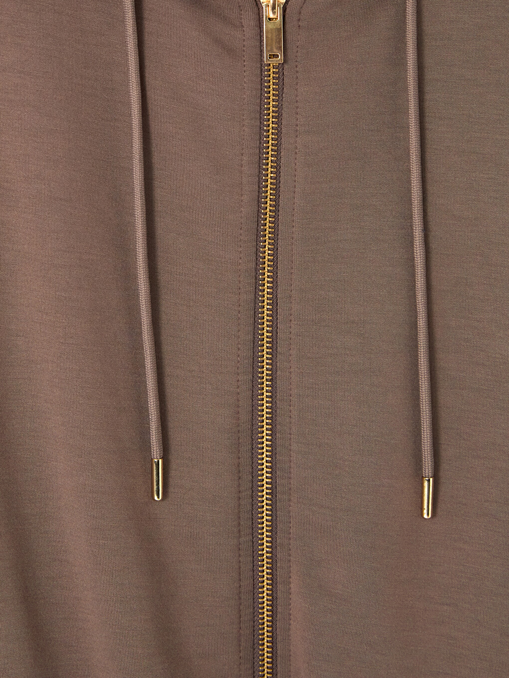 Kahverengi Soft Touch Oversize Kadın Fermuarlı Sweatshirt-1