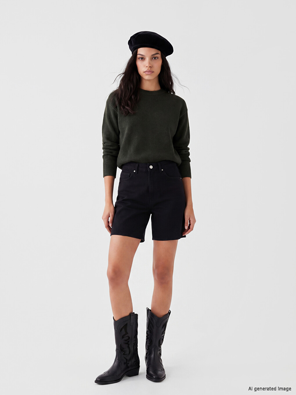 Crew Neck Women's Knitwear Sweater-1