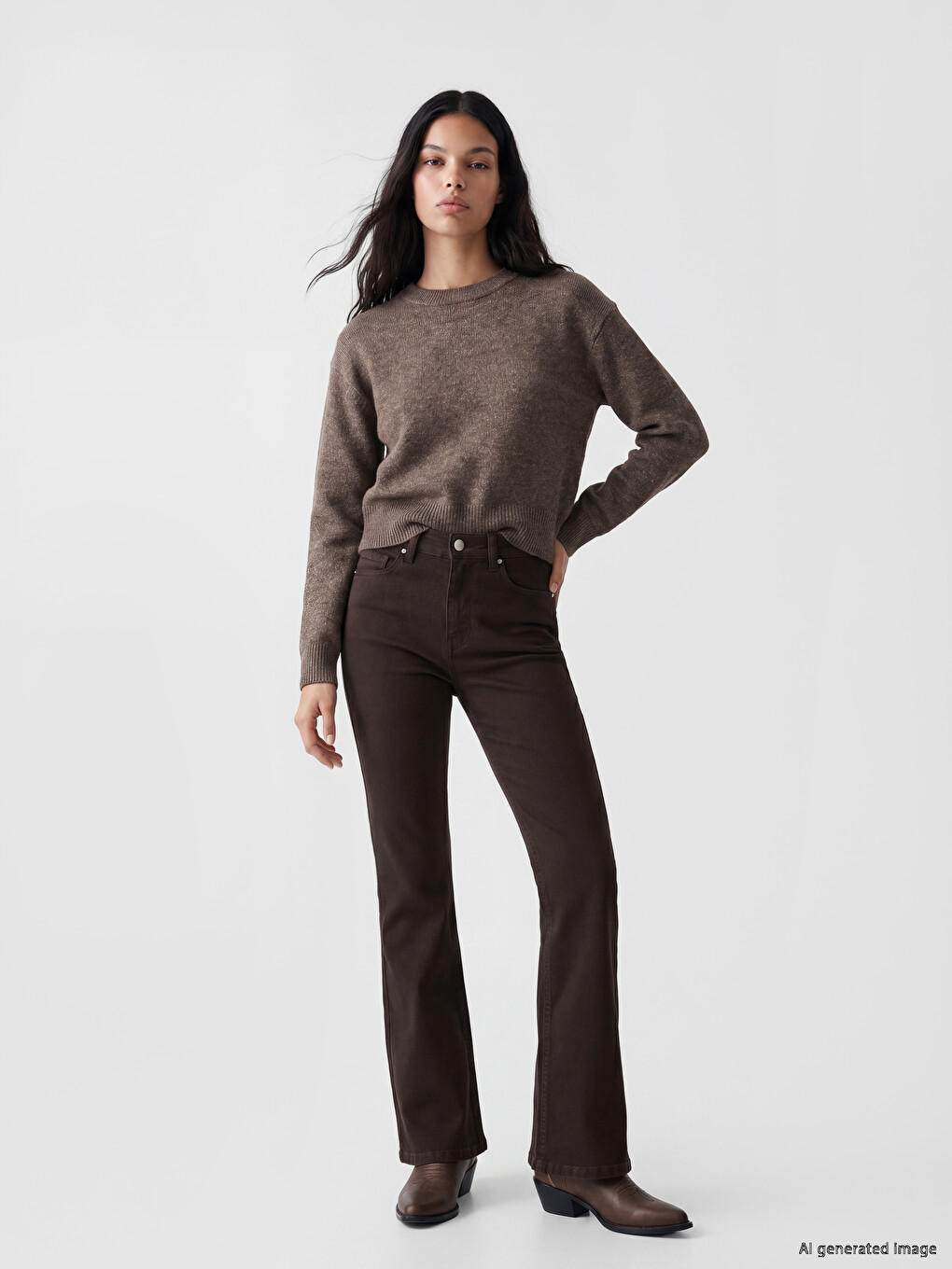 Crew Neck Women's Knitwear Sweater-1