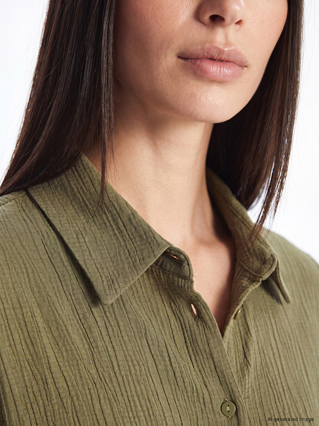 Collared Seersucker Women's Shirt-2