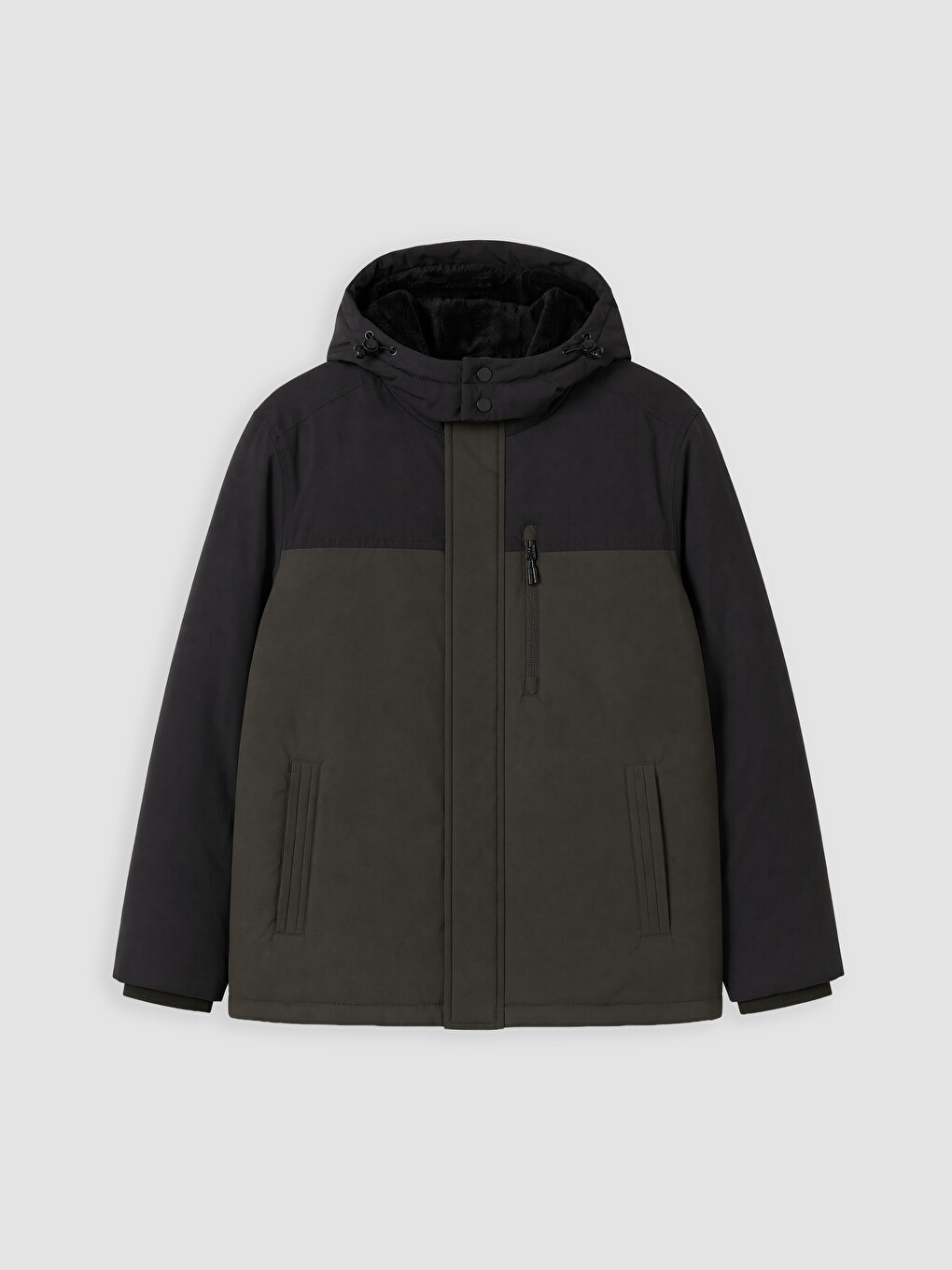 Haki Regular Fit Kapüşonlu Erkek Mont-3