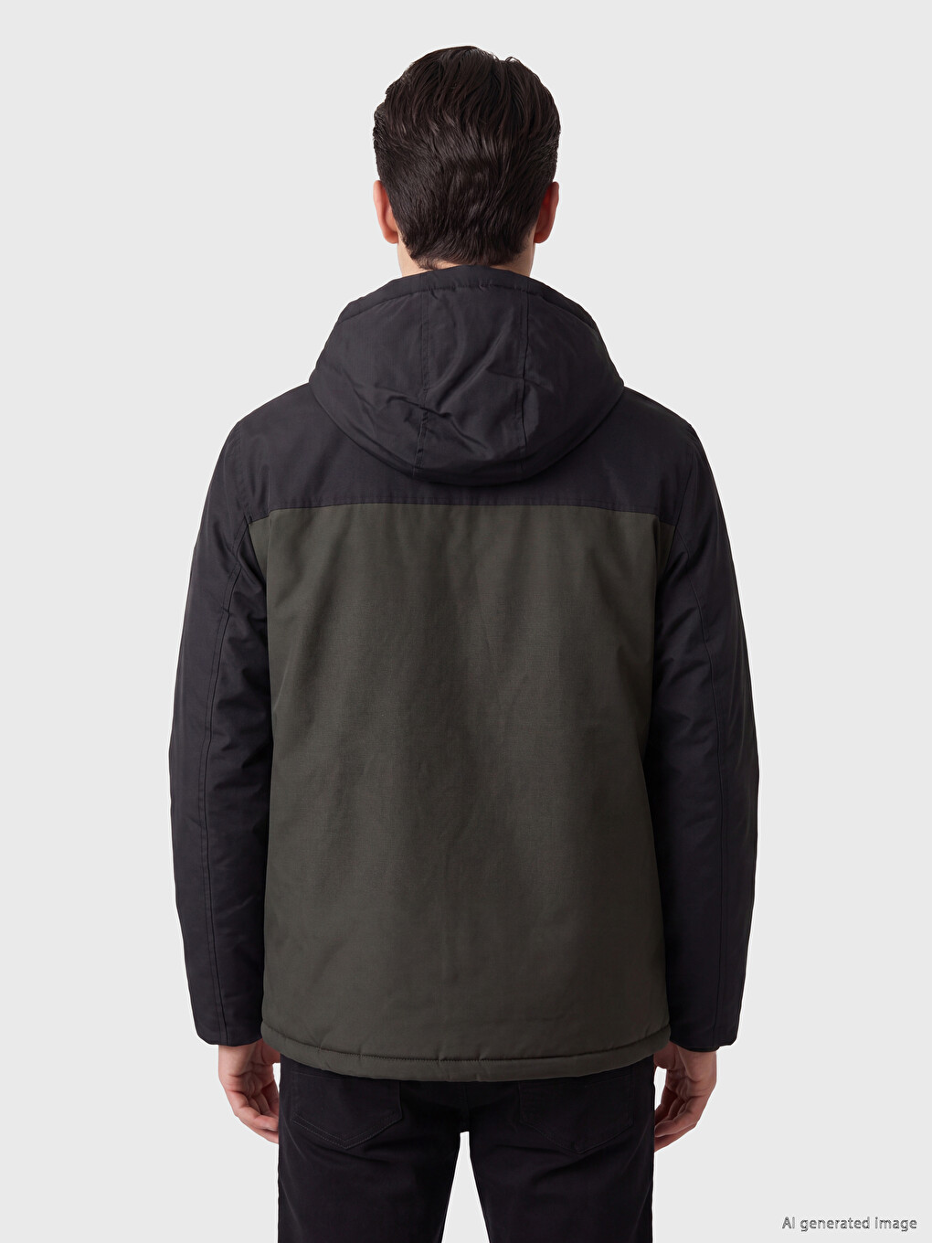 Haki Regular Fit Kapüşonlu Erkek Mont-2