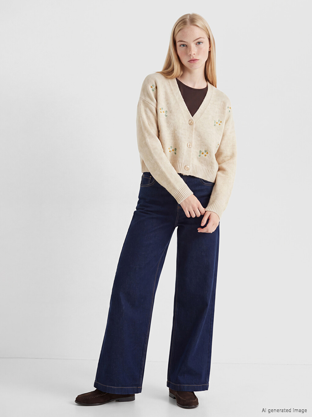 Woman Beige Cardigan-1