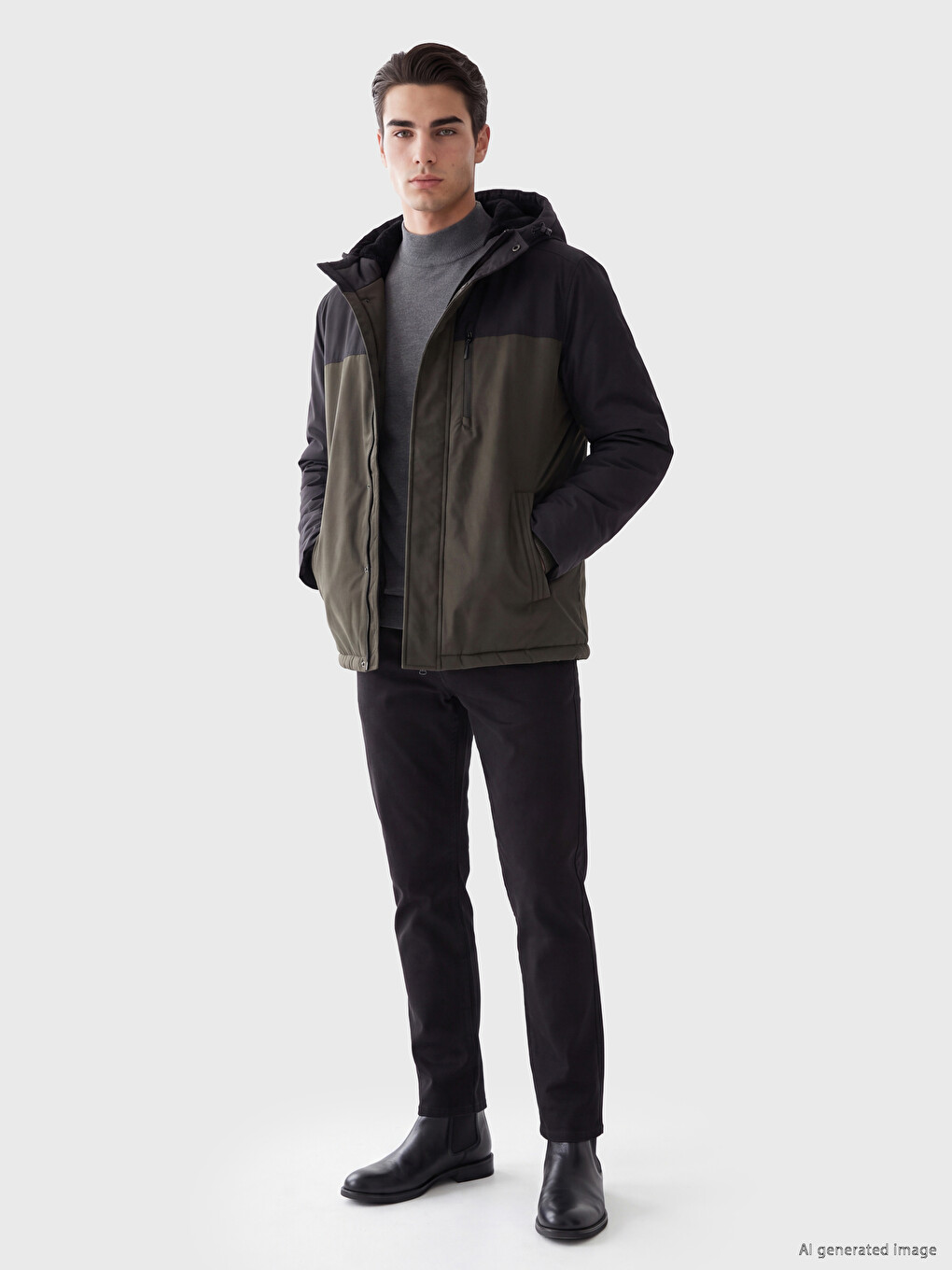 Man Khaki Puffer Coat-1
