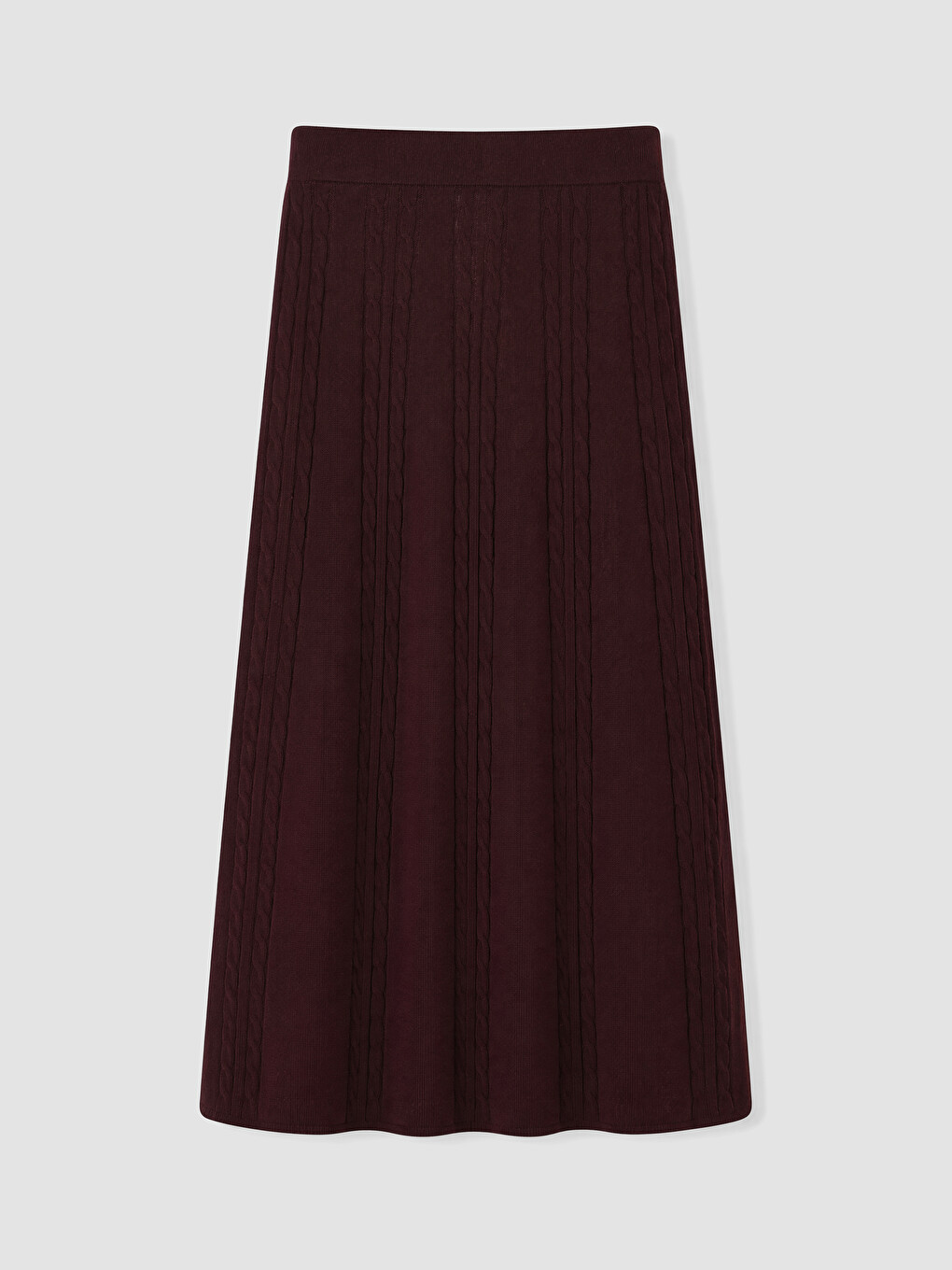 Elastic Waist Hair Braid Patterned Knitwear Skirt-4