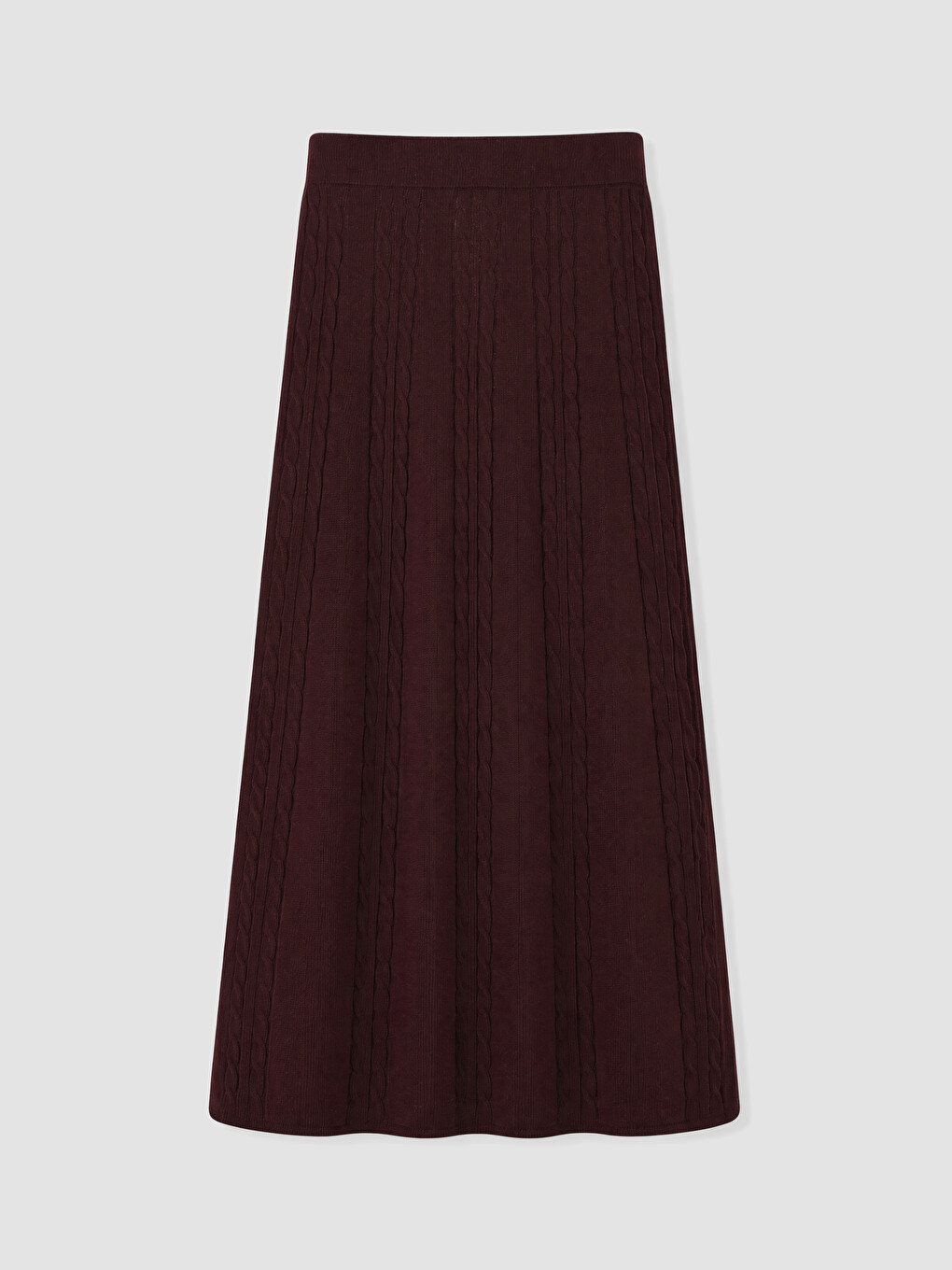 Elastic Waist Hair Braid Patterned Knitwear Skirt-6