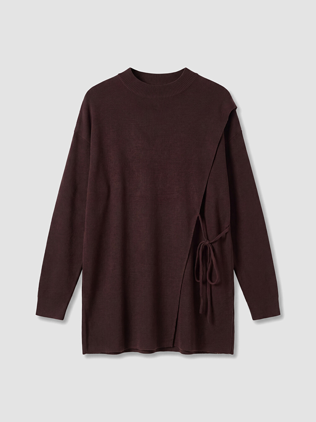 Bordo Bisiklet Yaka Kadın Triko Tunik-4