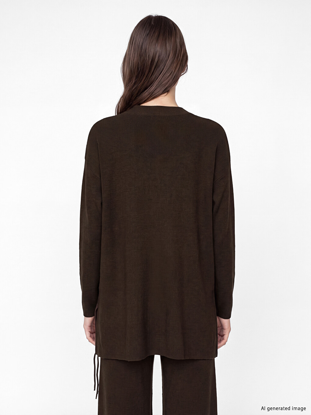 Crew Neck Women's Knitwear Tunic-3