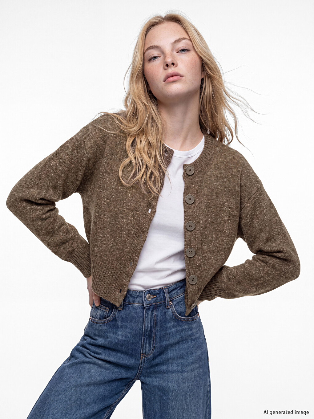 Crew Neck Women's Knitwear Cardigan