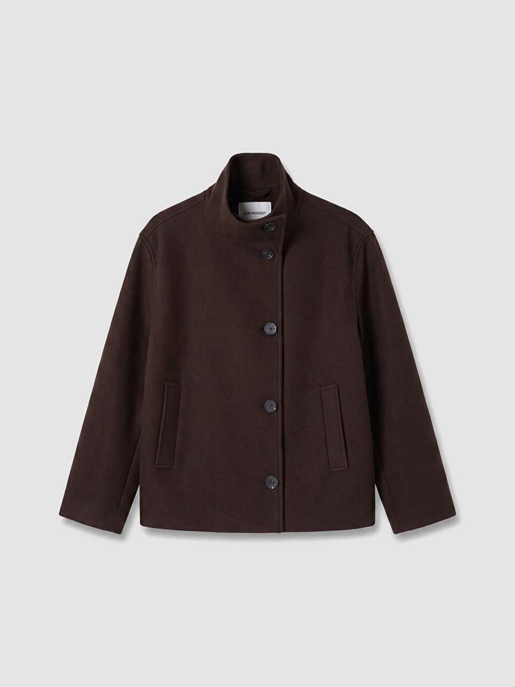 Kahverengi Dik Yaka Oversize Kadın Kaşe Mont-5
