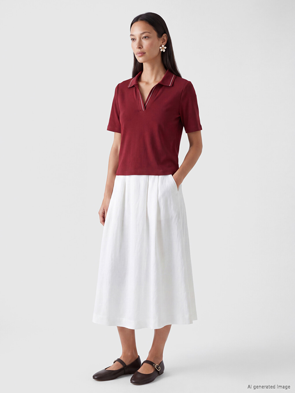 T-shirt Me Jakë Polo Me Brinjë Për Gra-1