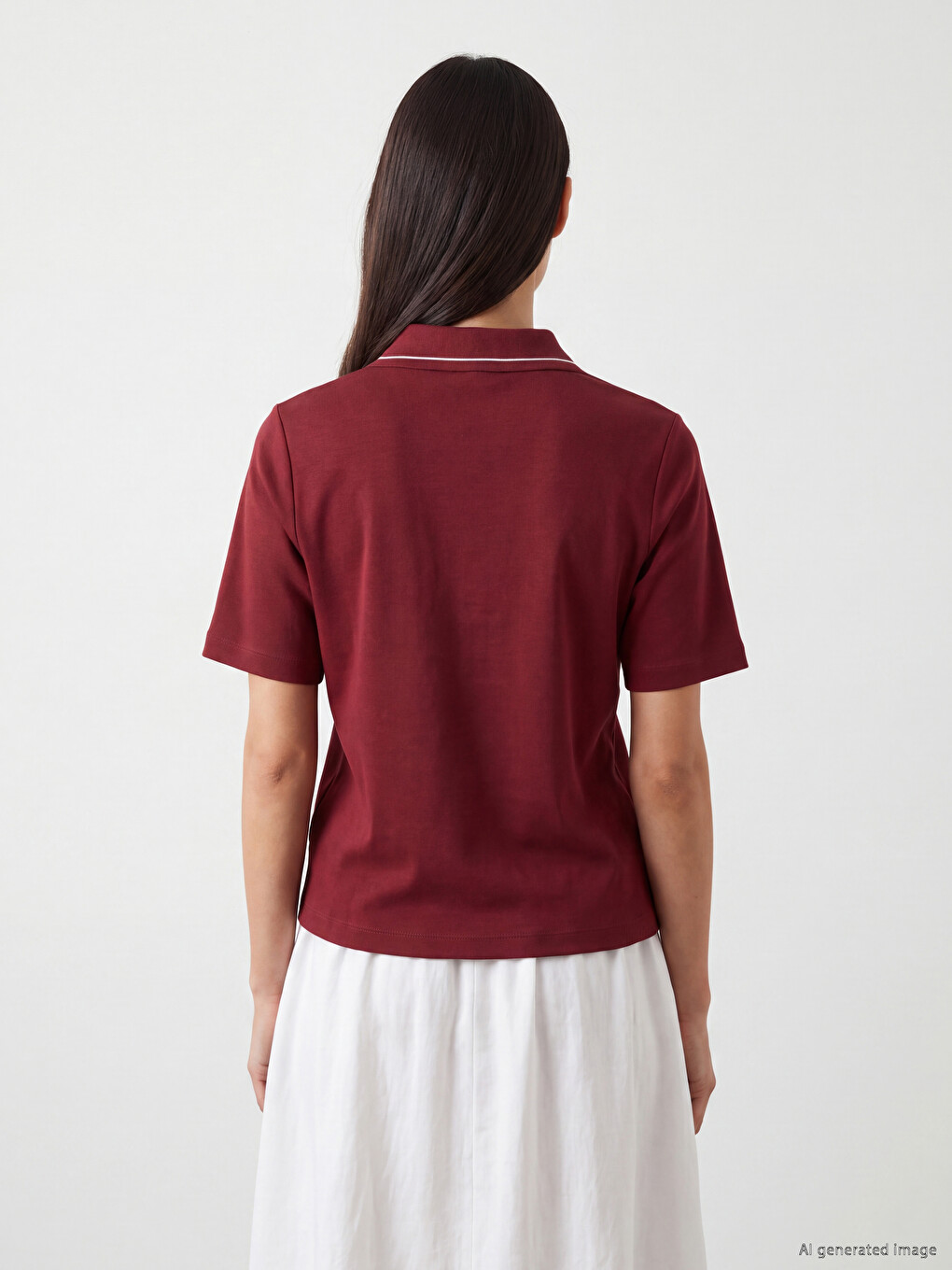 T-shirt Me Jakë Polo Me Brinjë Për Gra-3
