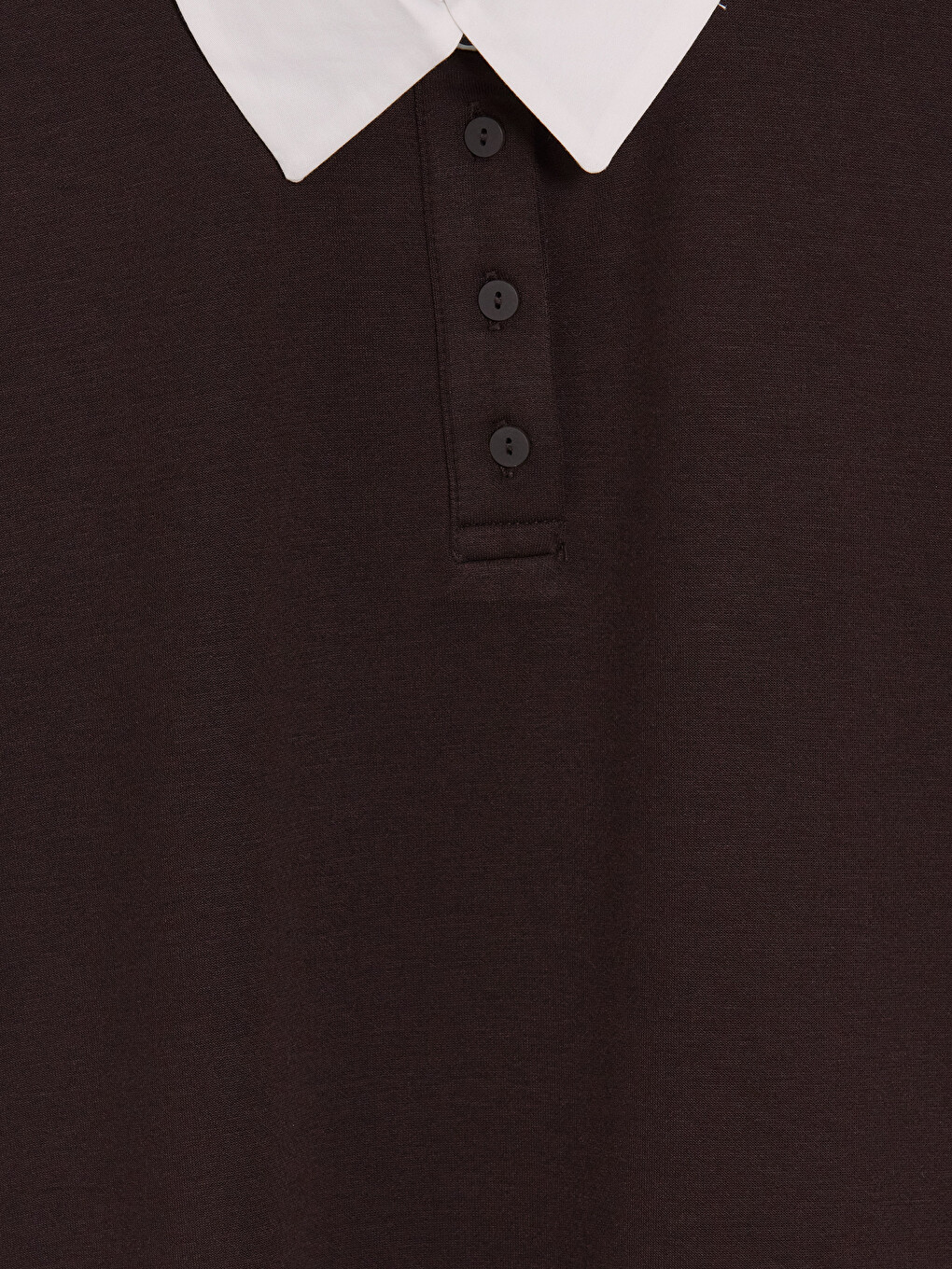 Kahverengi Polo Yaka Kadın Tişört-5