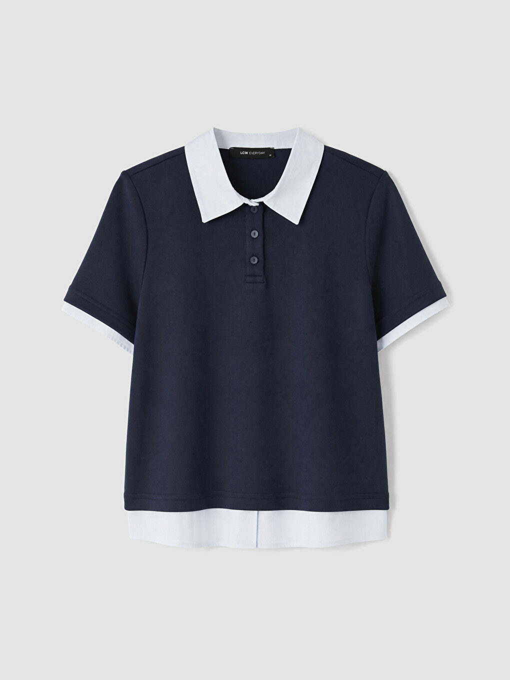 Lacivert Polo Yaka Kadın Tişört