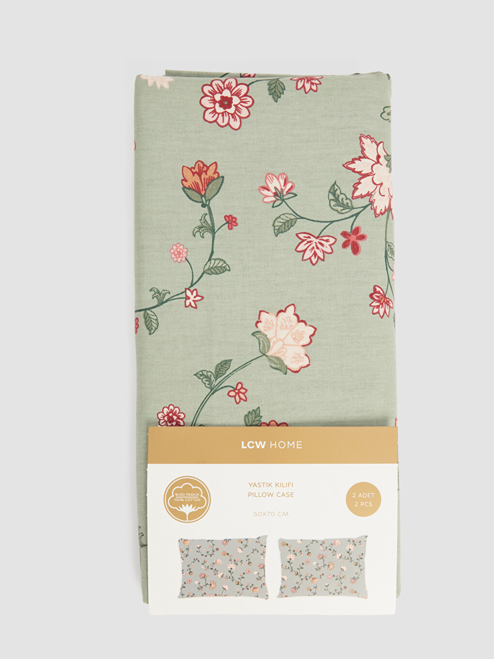 Flower Patterned Cotton Pillowcase 2 Pack 50x70 Cm-1
