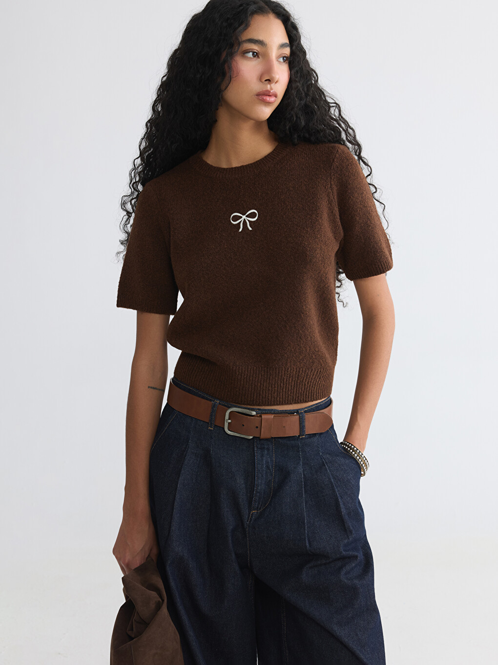 Embroidered Wool Blend Women's Knitwear Sweater