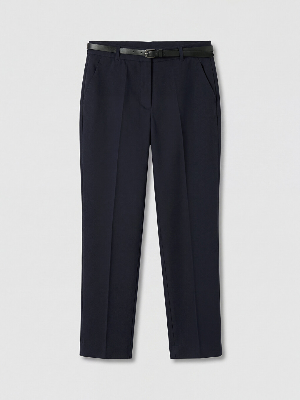 Waist Belted Women's Cigarette Trousers-4