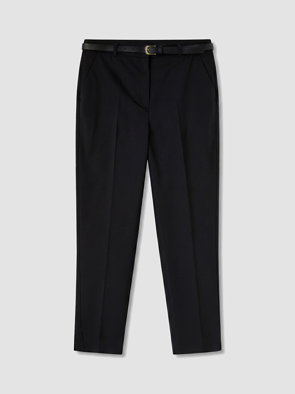 Waist Belted Women's Cigarette Trousers-4