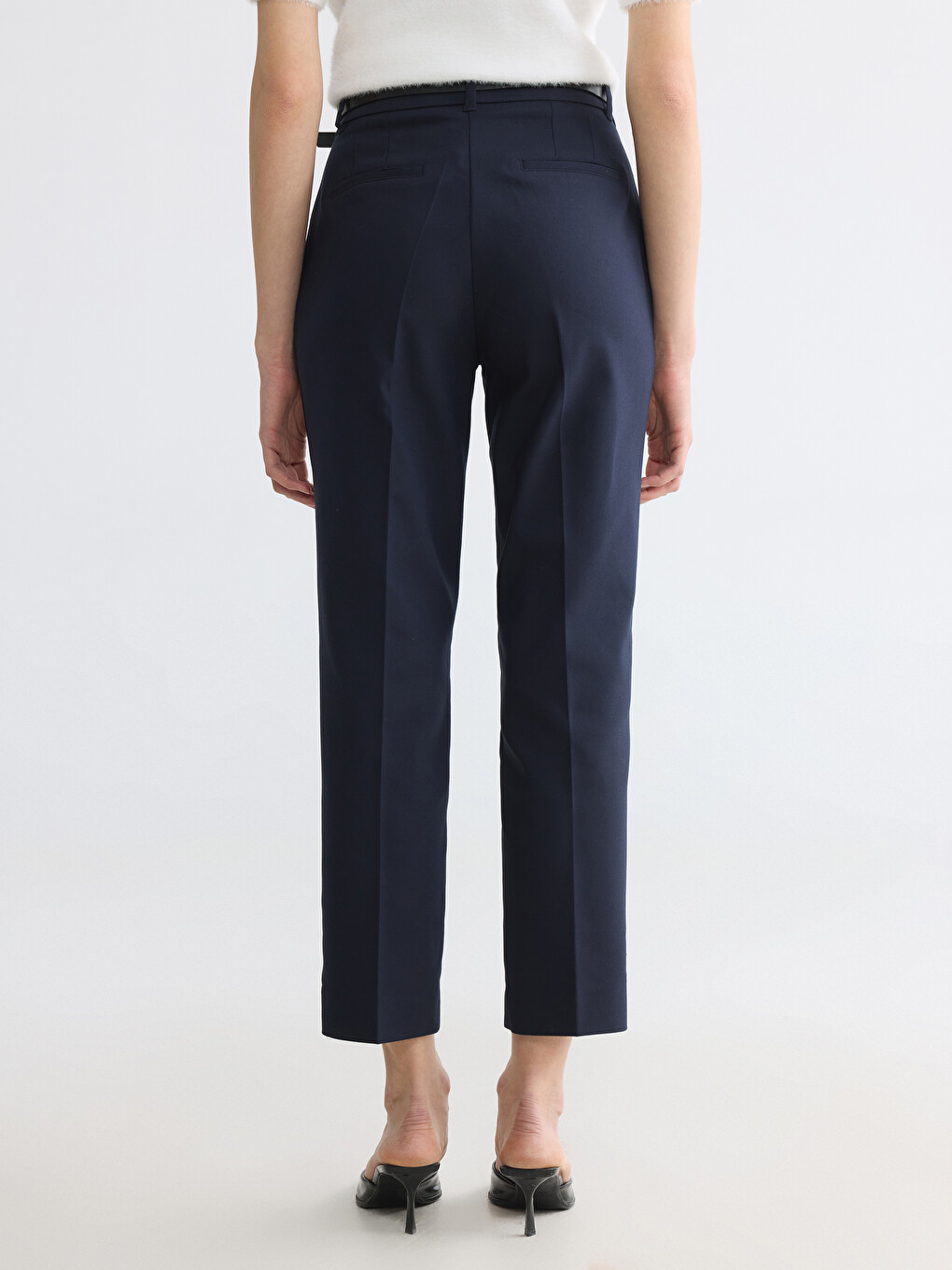 Waist Belted Women's Cigarette Trousers-3