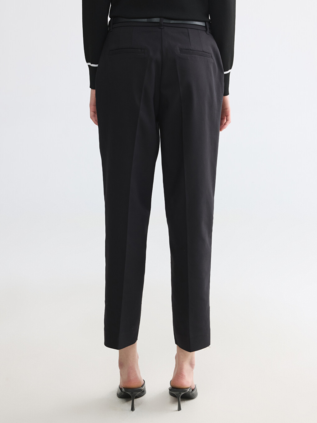 Waist Belted Women's Cigarette Trousers-3