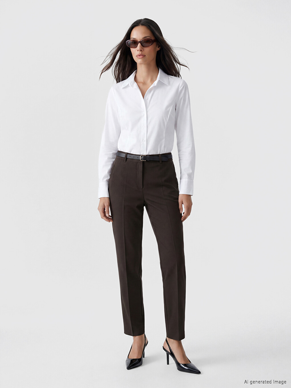 Pantalons Cigarette Femme Ceinturés À La Taille