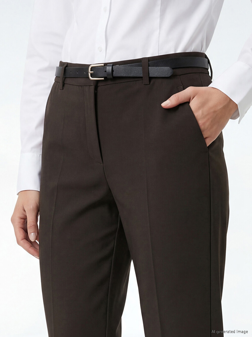 Pantalons Cigarette Femme Ceinturés À La Taille-2