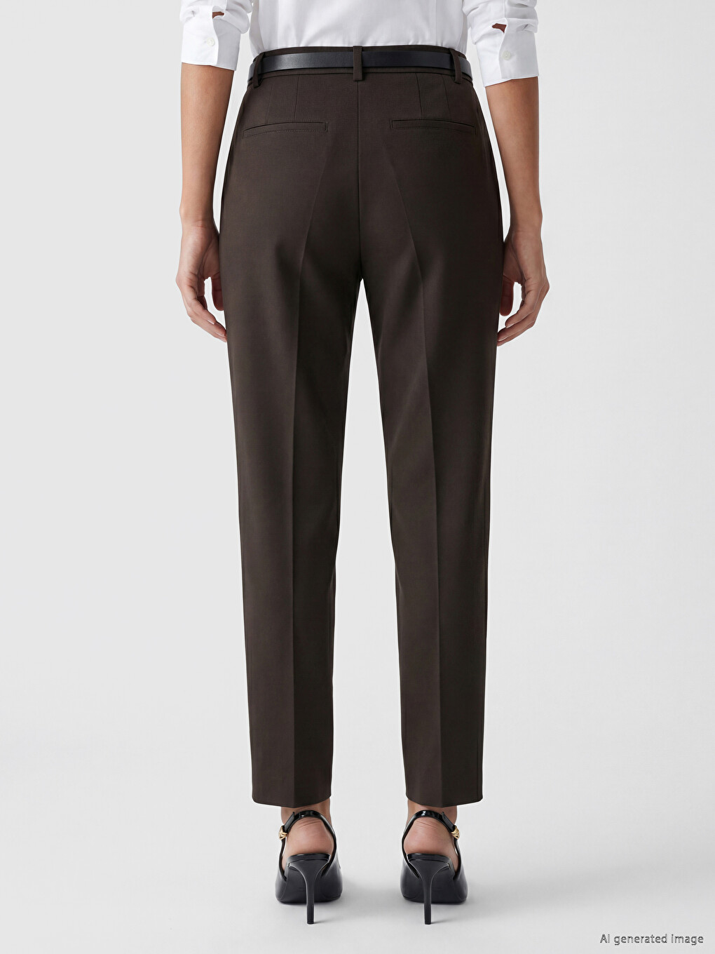 Pantalons Cigarette Femme Ceinturés À La Taille-3