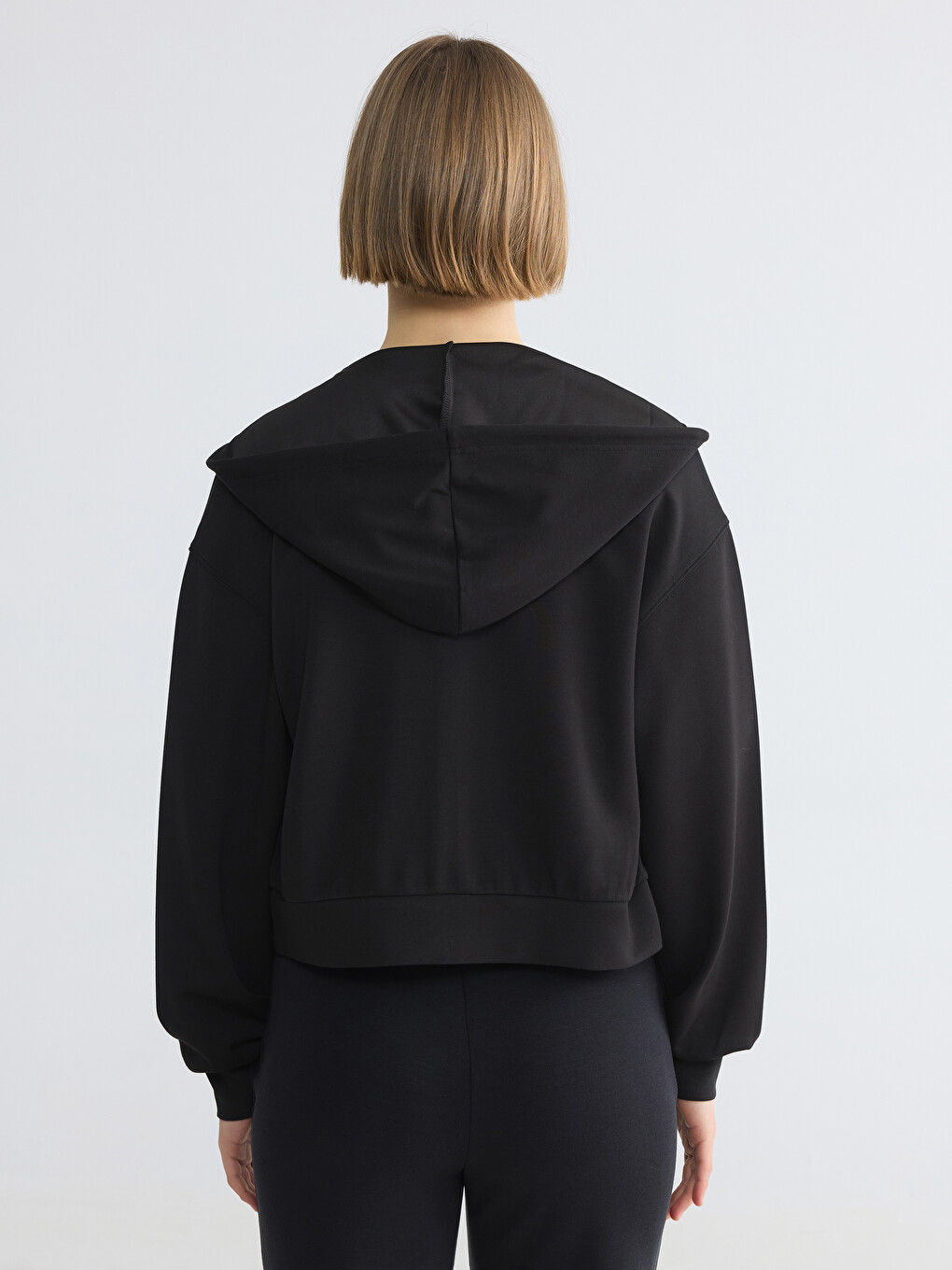 Woman Black Zip-up Sweatshirt-3