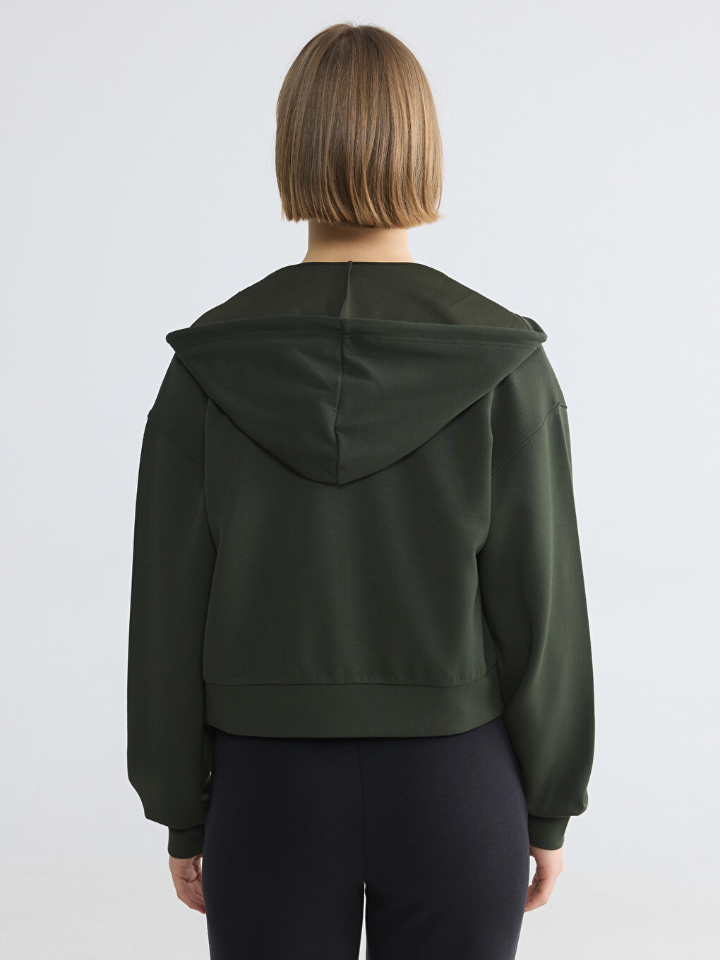 Woman Khaki Zip-up Sweatshirt-3