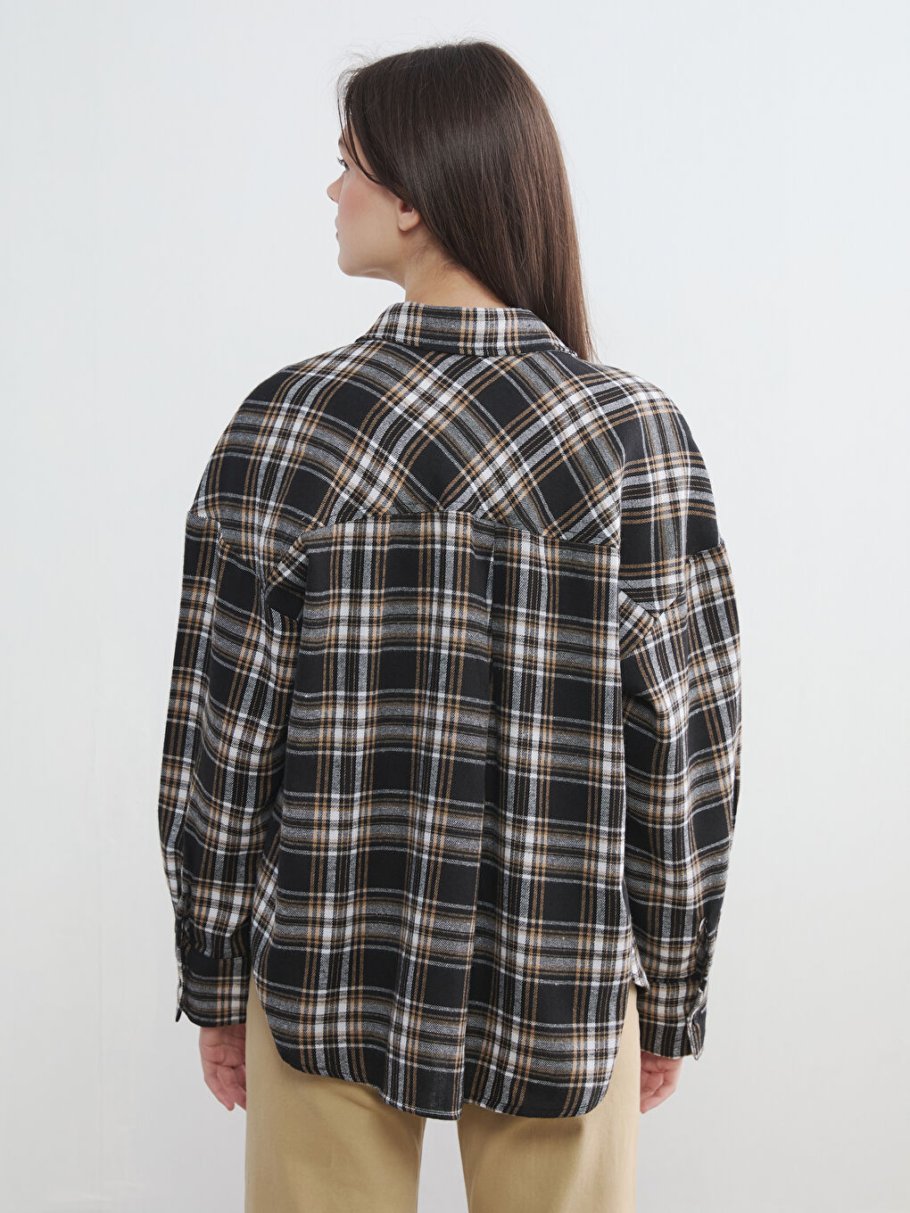 Әйелдер қара Фланель көйлек-3