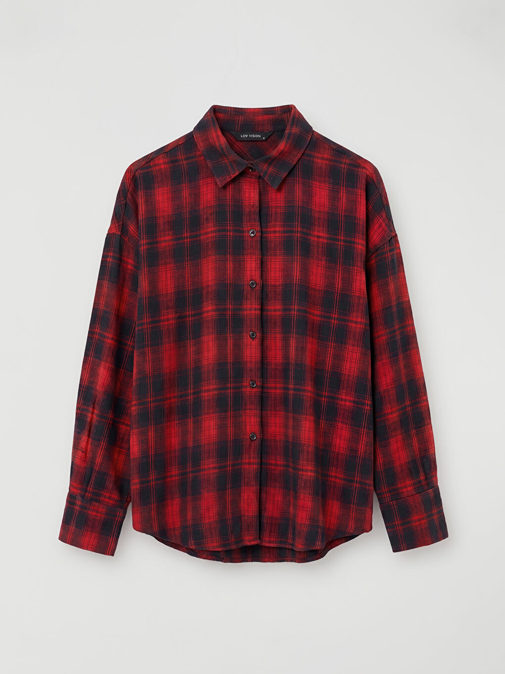 Әйелдер қызыл Фланель көйлек-3