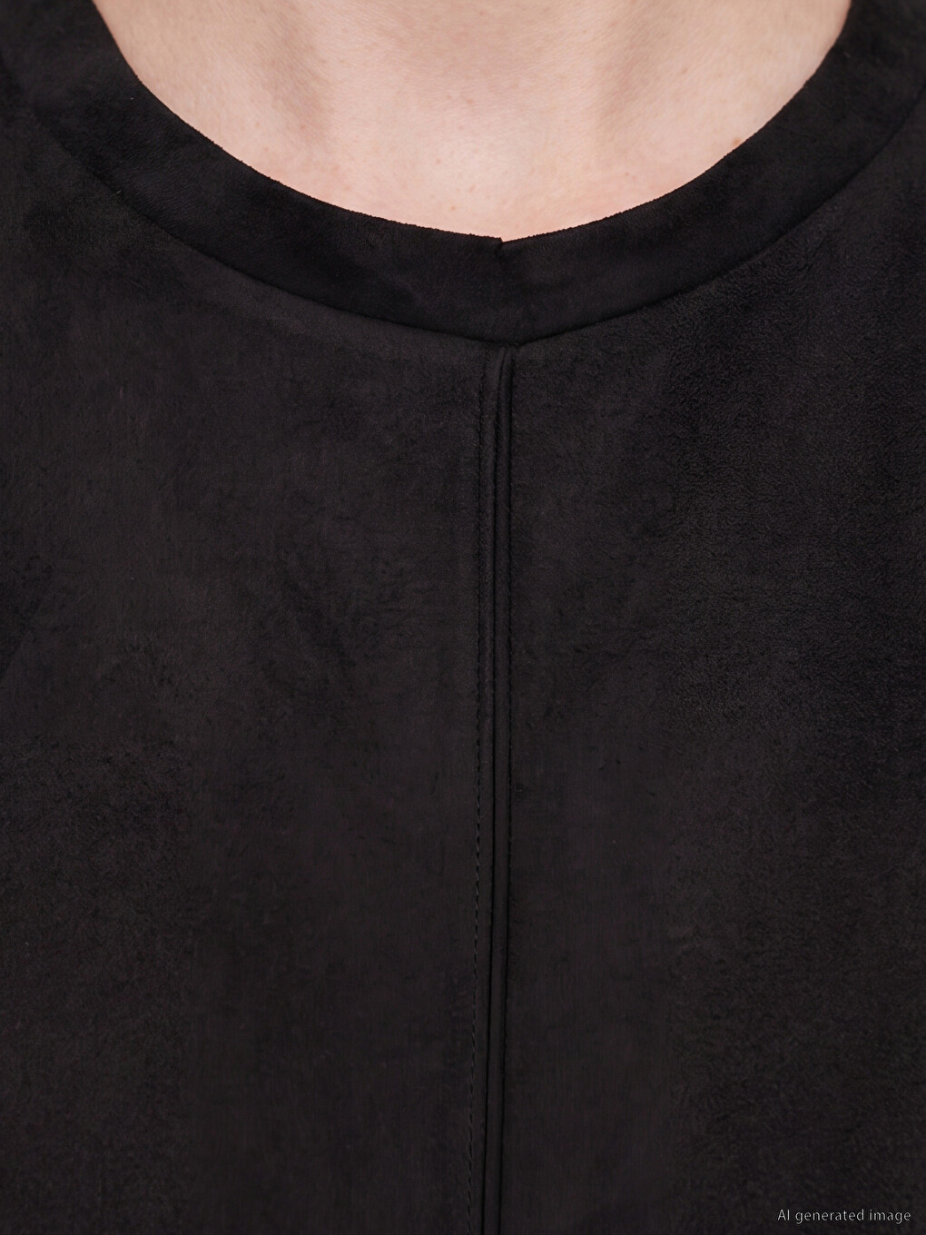 Crew Neck Faux Suede Mini Dress-2
