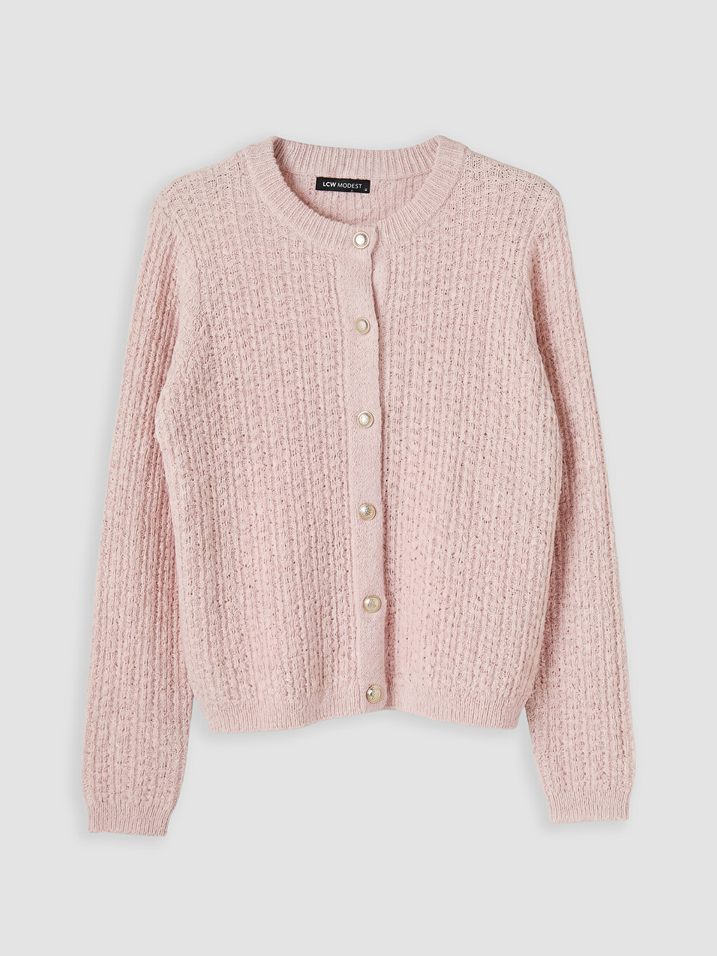 Crew Neck Patterned Women's Knitwear Cardigan-4