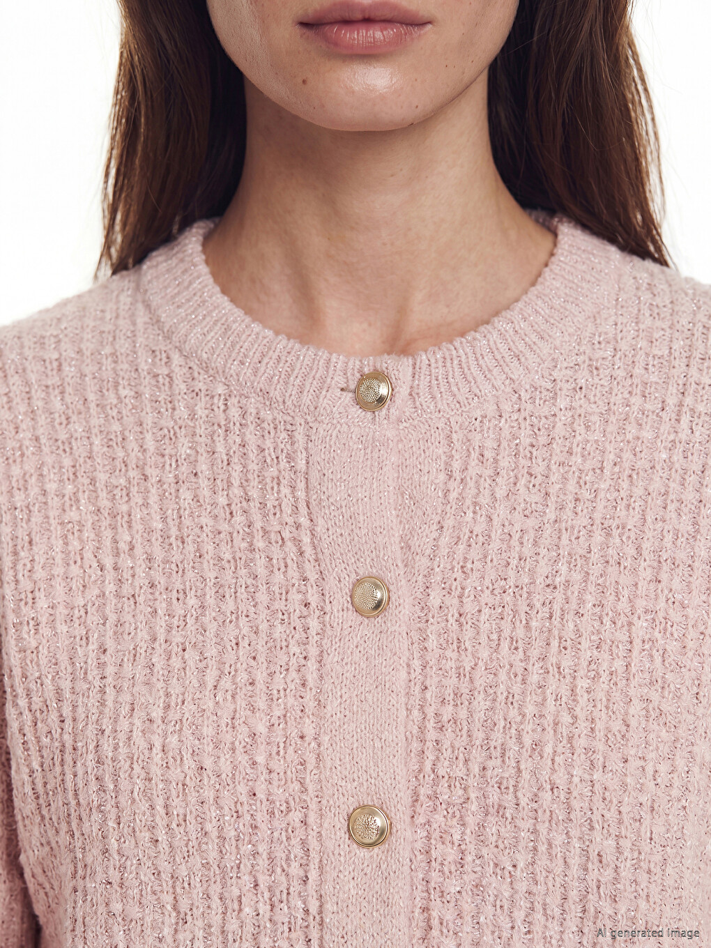 Crew Neck Patterned Women's Knitwear Cardigan-2