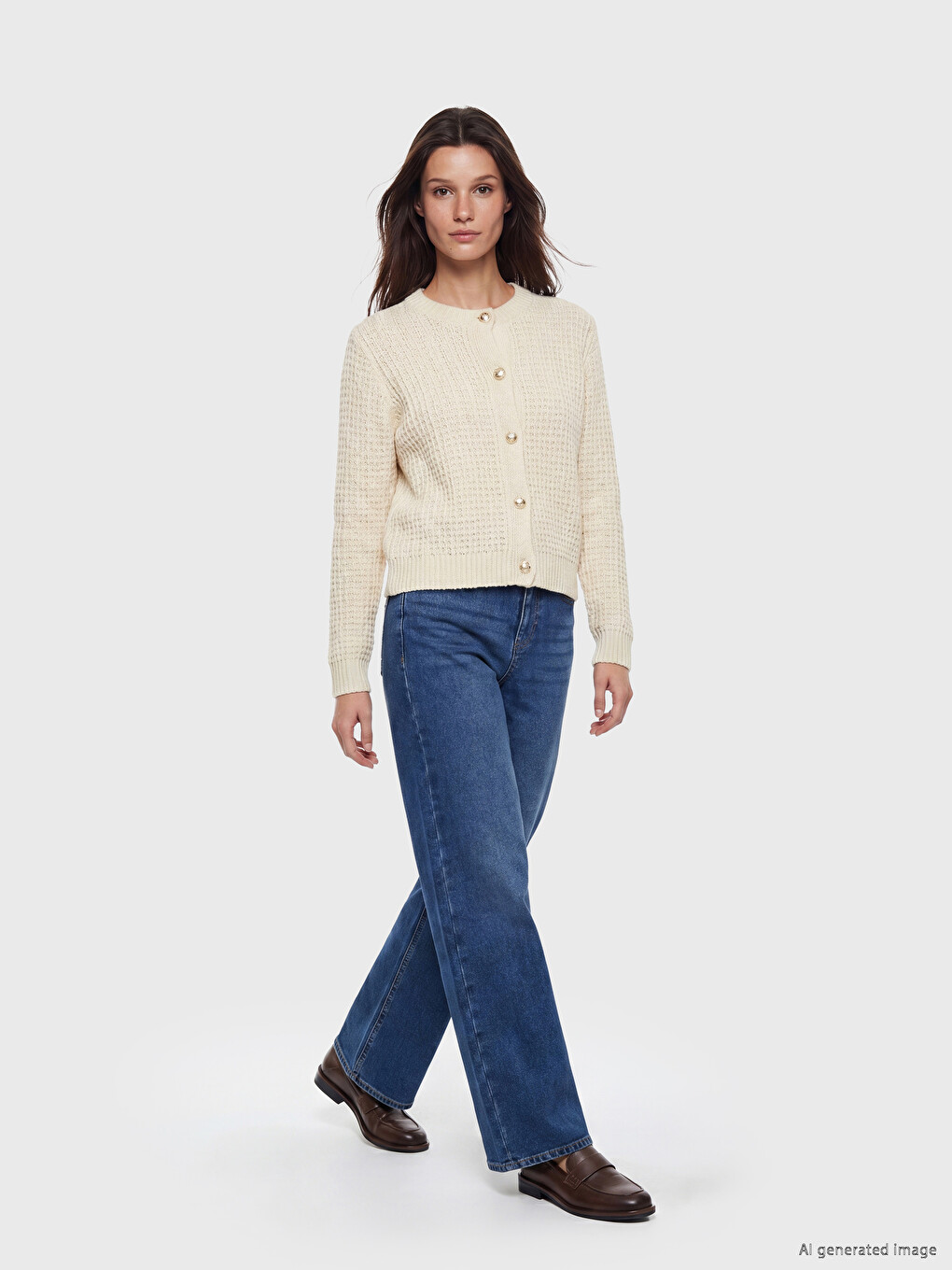 Crew Neck Women's Knitwear Cardigan-1