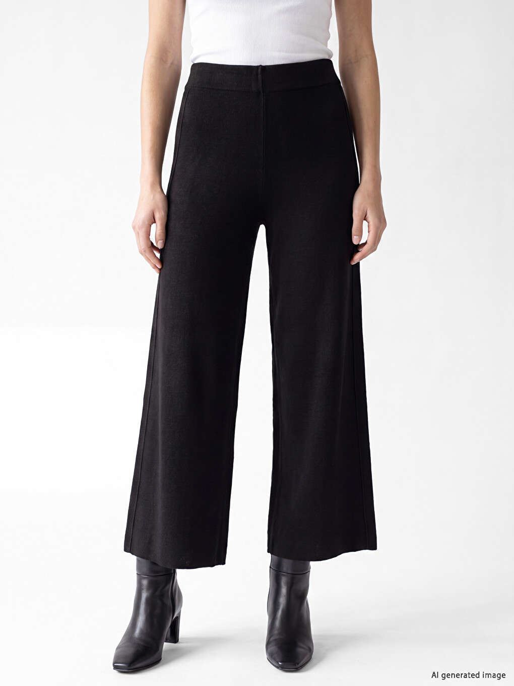 Elastische Taille Damen Strickhosen-1