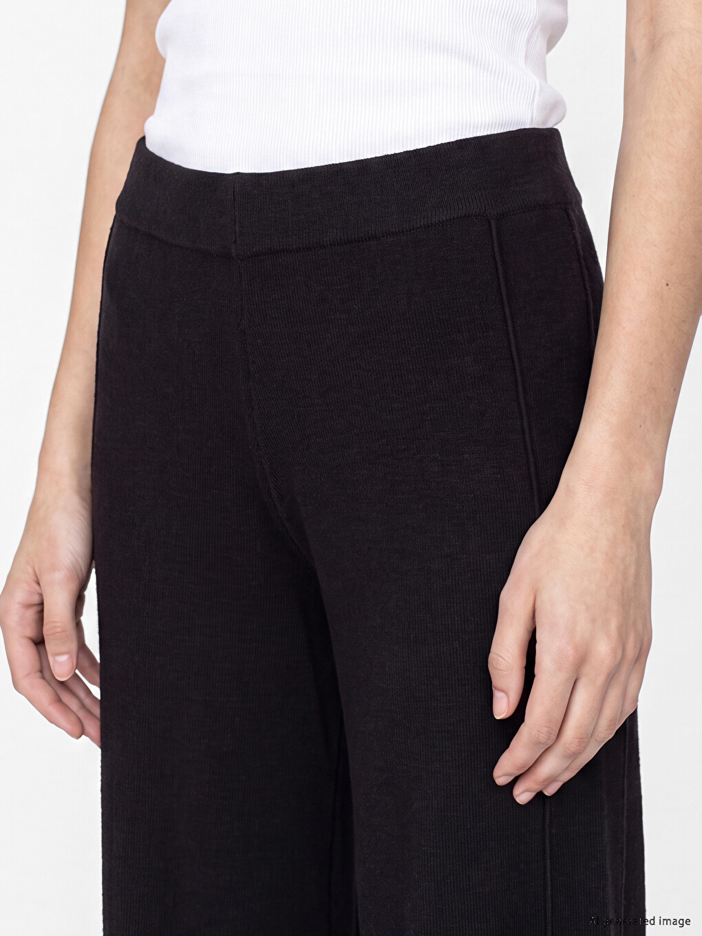 Elastische Taille Damen Strickhosen-2
