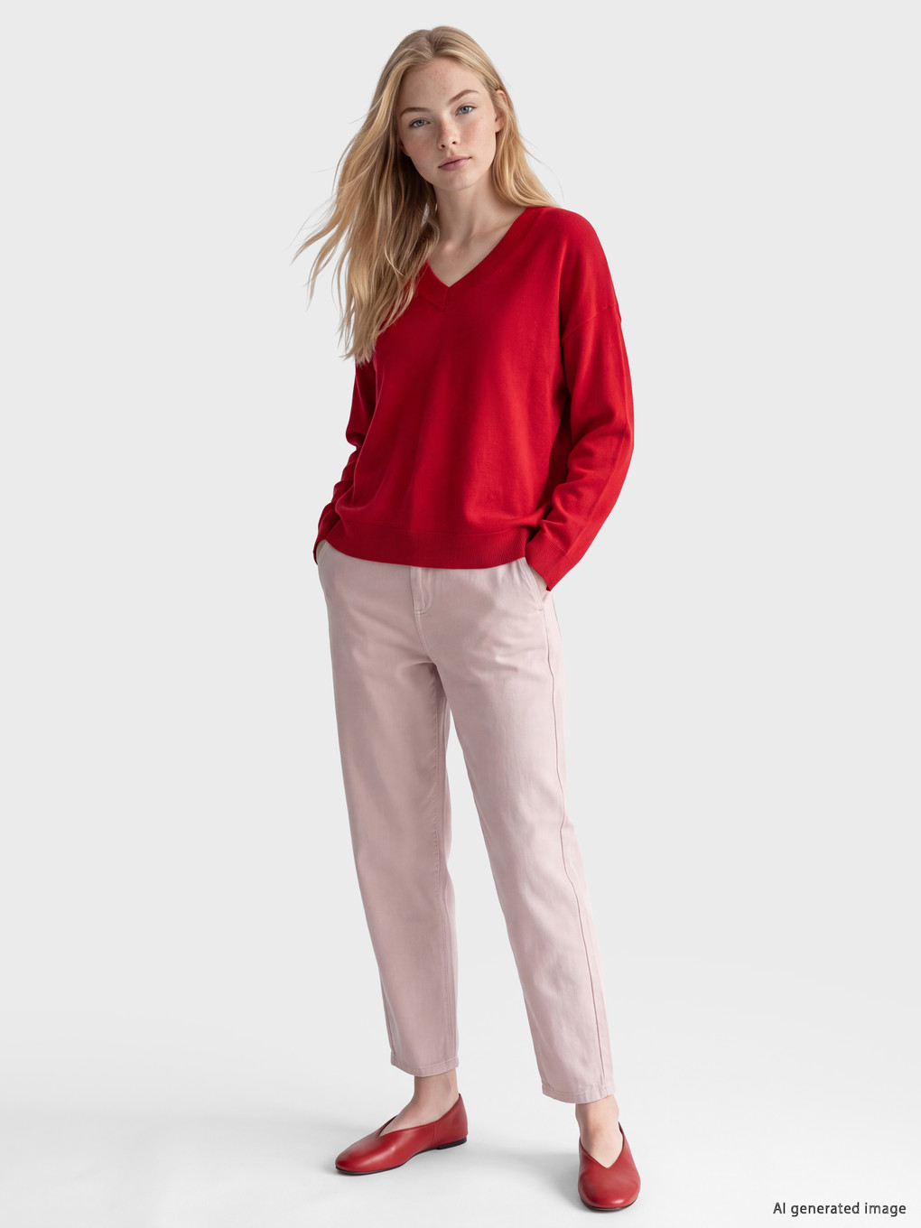 Woman Red Sweater-1