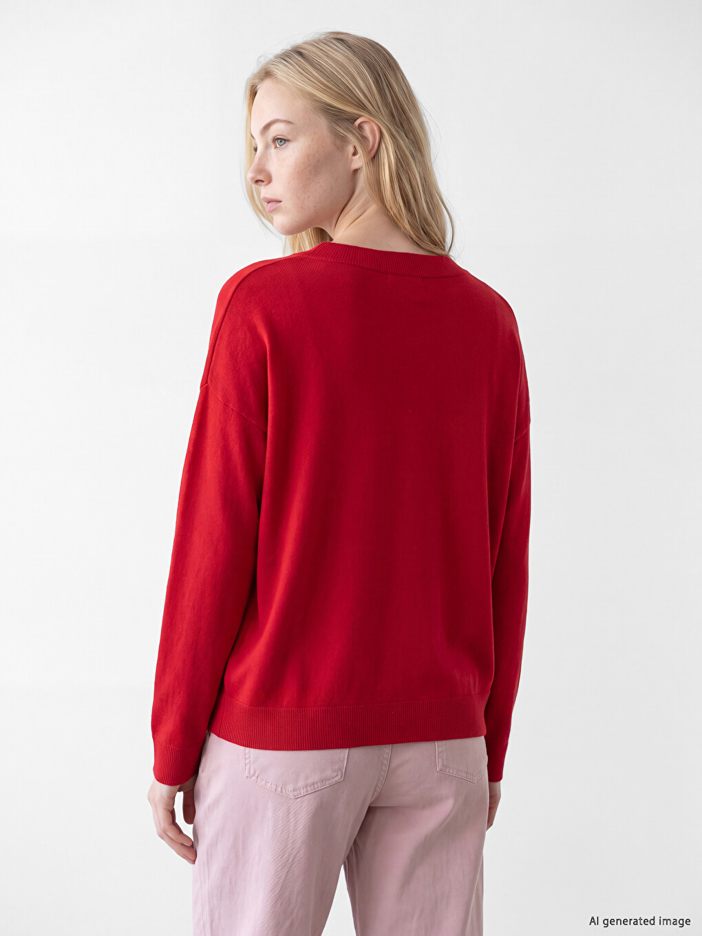 Woman Red Sweater-3