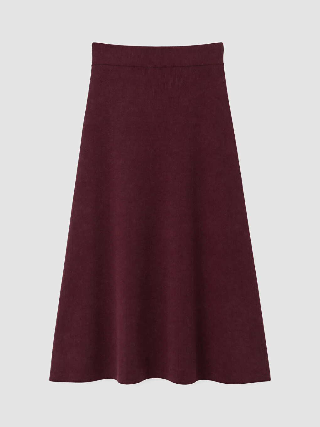 Bordo Beli Lastikli A Kesim Triko Etek-4