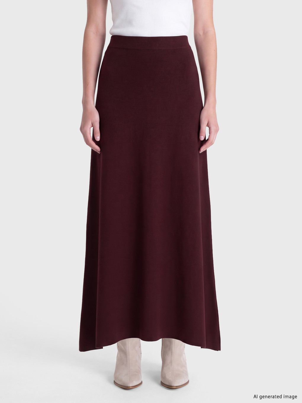 Elastic Waist A Line Knitwear Skirt-1