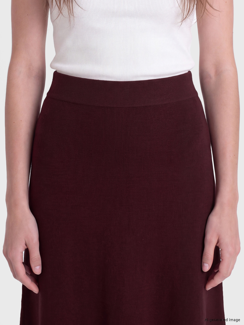 Elastic Waist A Line Knitwear Skirt-2