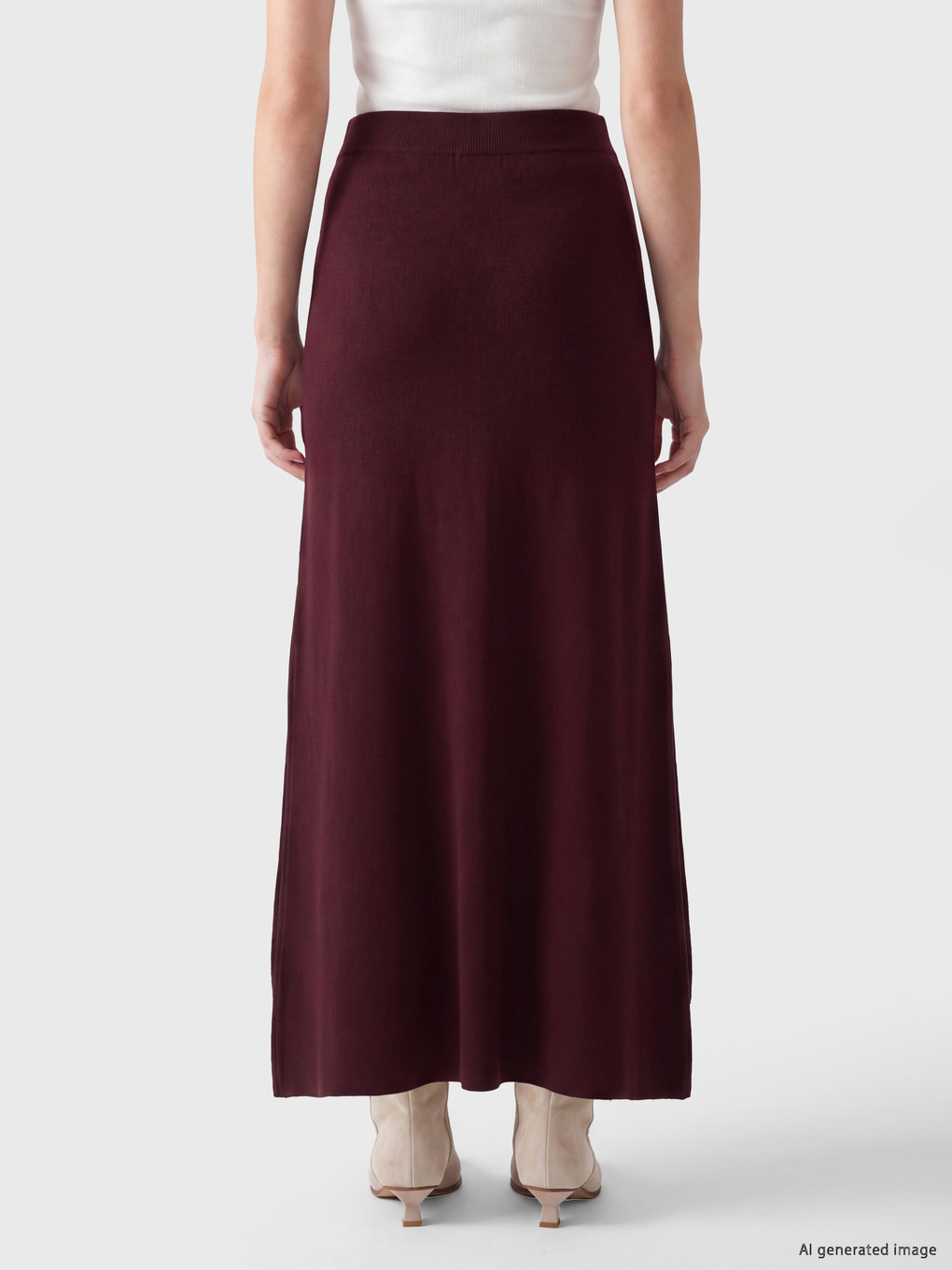 Elastic Waist A Line Knitwear Skirt-3
