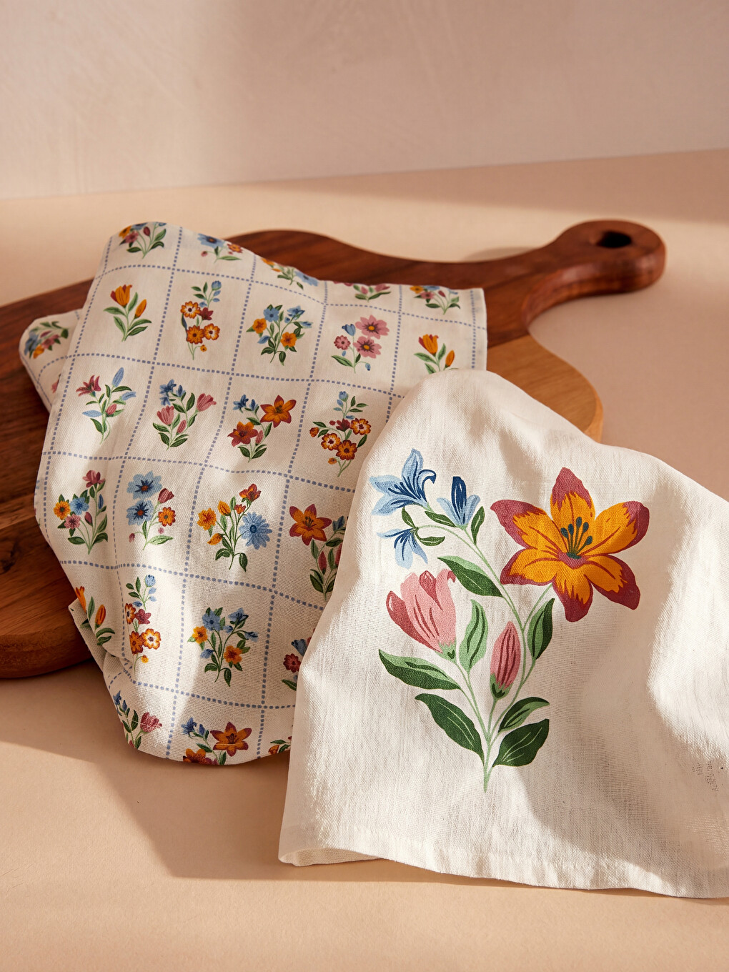 Prosop De Ceai Cu Model Floral, Set De 2, 40x60 Cm