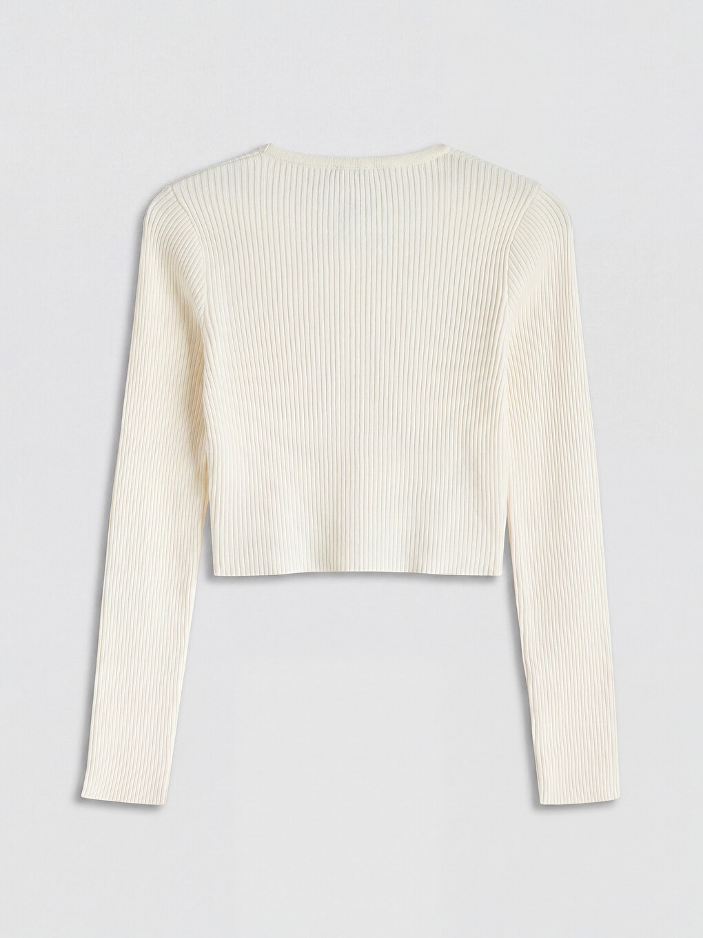 Crew Neck Ribbed Women's Knitwear Cardigan-5