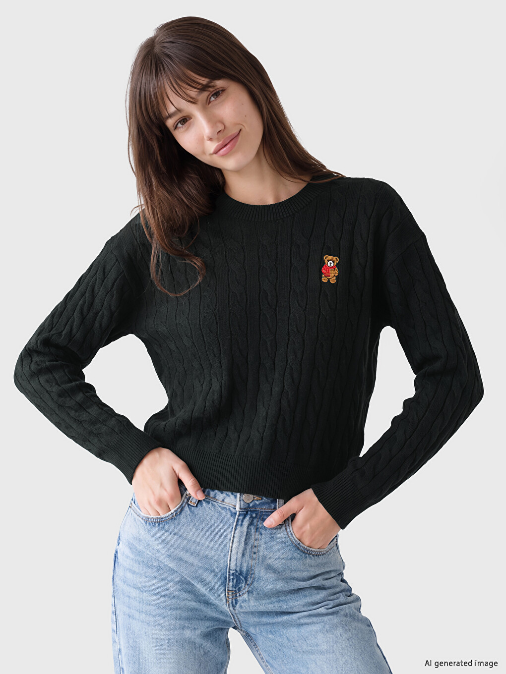 Cable Knit Patterned Women's Knitwear Sweater