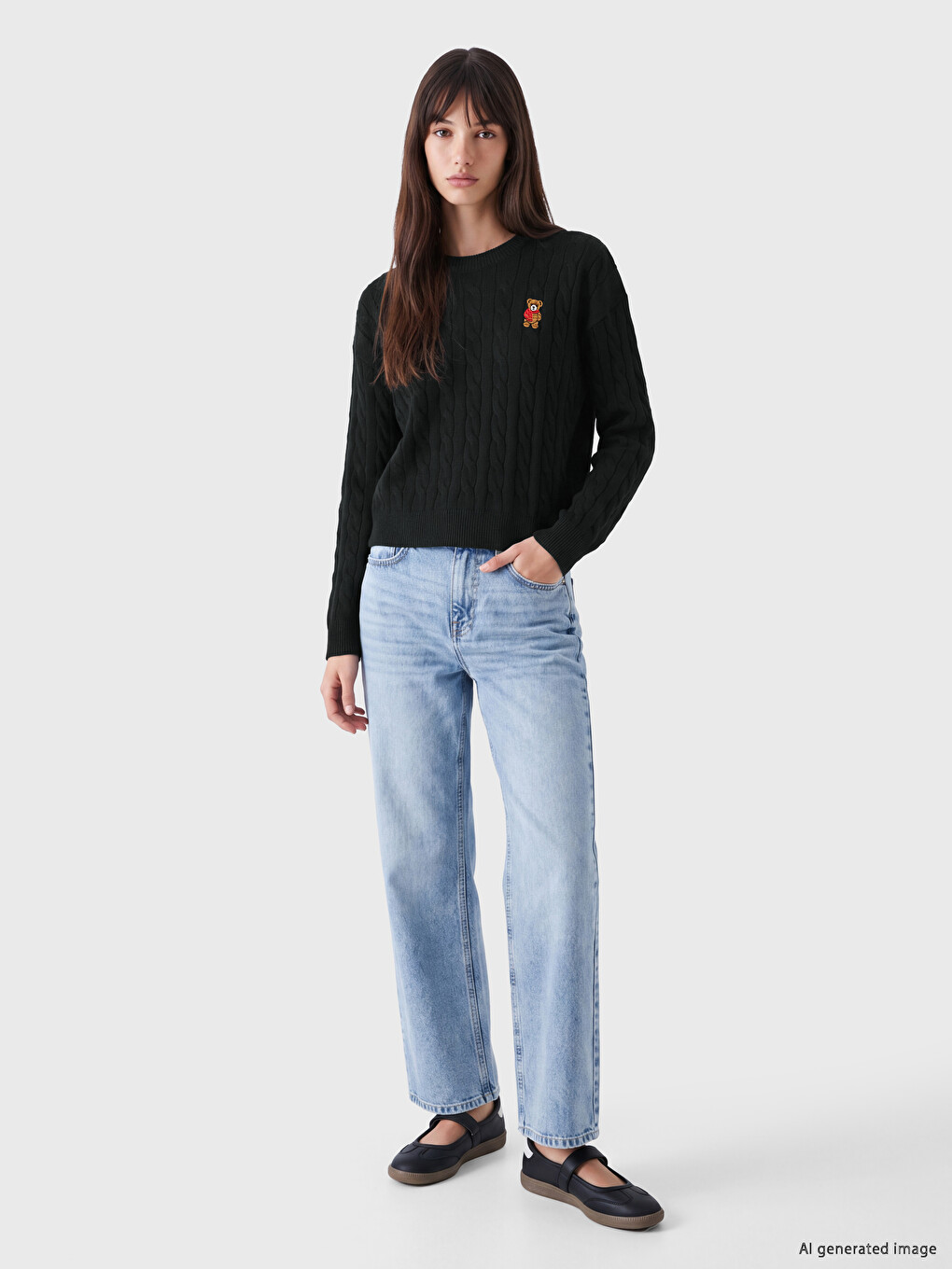 Cable Knit Patterned Women's Knitwear Sweater-1