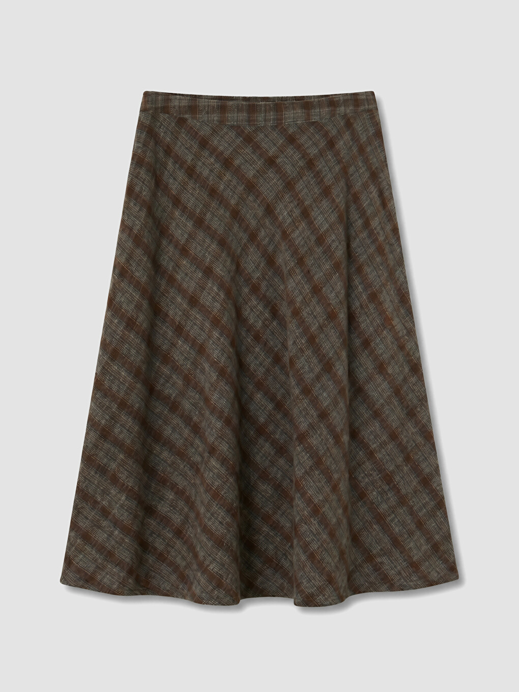 Elastic Waist Plaid Flared Skirt-4