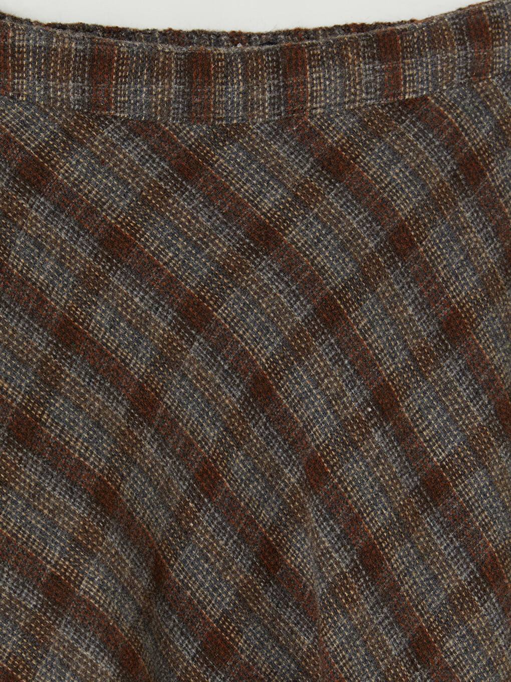 Elastic Waist Plaid Flared Skirt-5